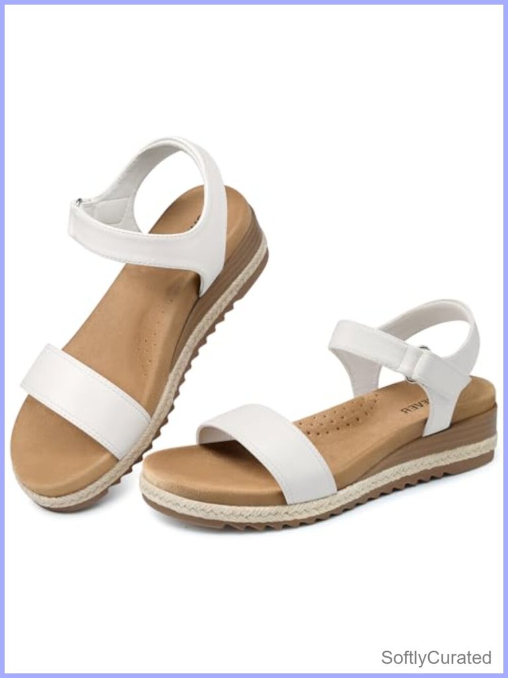 SHIBEVER Espadrille Wedge Sandals Arch Support Comfort Ankle Strap